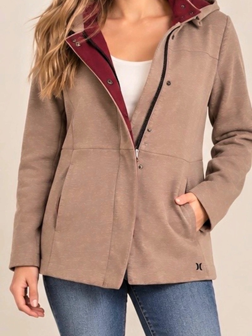 Hurley Winchester FLC FZ Hooded Utility Jacket Brown & Red Medium